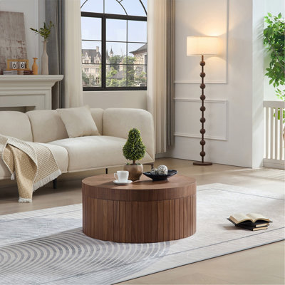 Table basse ronde moderne avec rangement Table à thé d'appoint pour le bureau du salon, sans assemblage