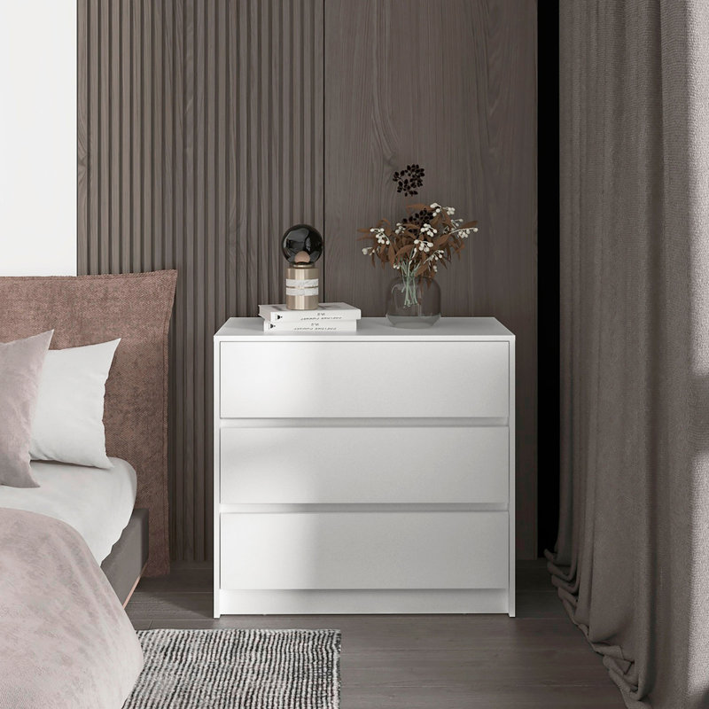 Commode blanche à 3 tiroirs, Blanc