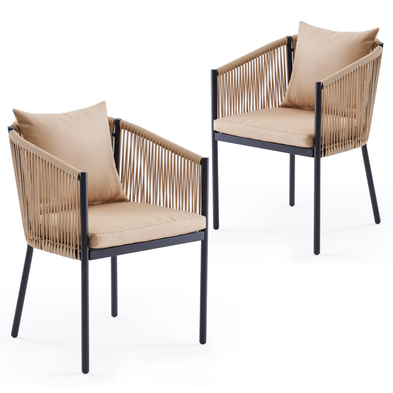 Ensemble repas pour 6 personnes, Beige Cushion/Brown Frame
