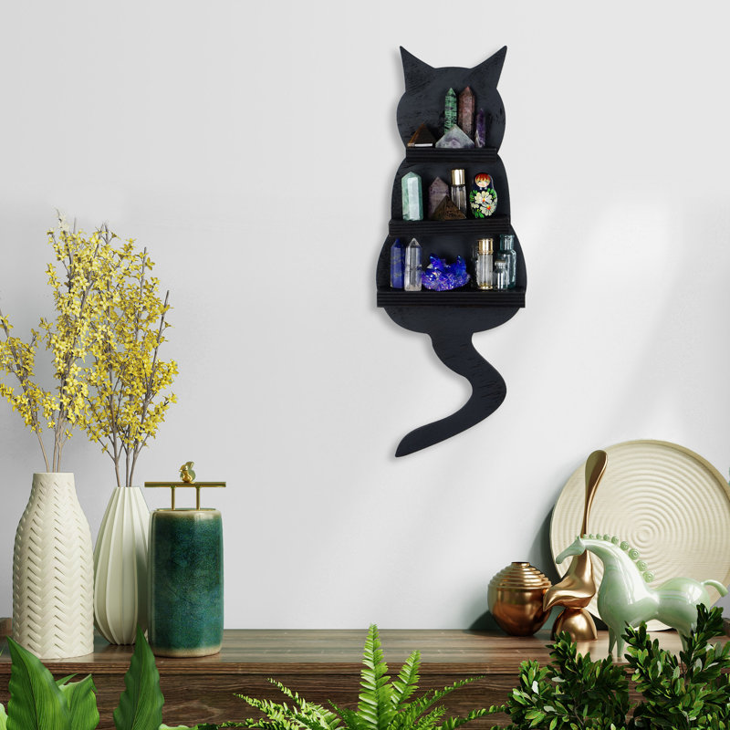 Élégant accessoire mural en bois noir, conception découpée au laser, 18,9 po x 3,9 po x 6,7 po | Fabrication 100% bois | Parfait pour la décoration intérieure, le salon et les espaces de bureau | Pièce unique et élégante