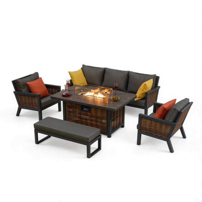 Patio Dining Set with Rectangular Table, Yes, 5