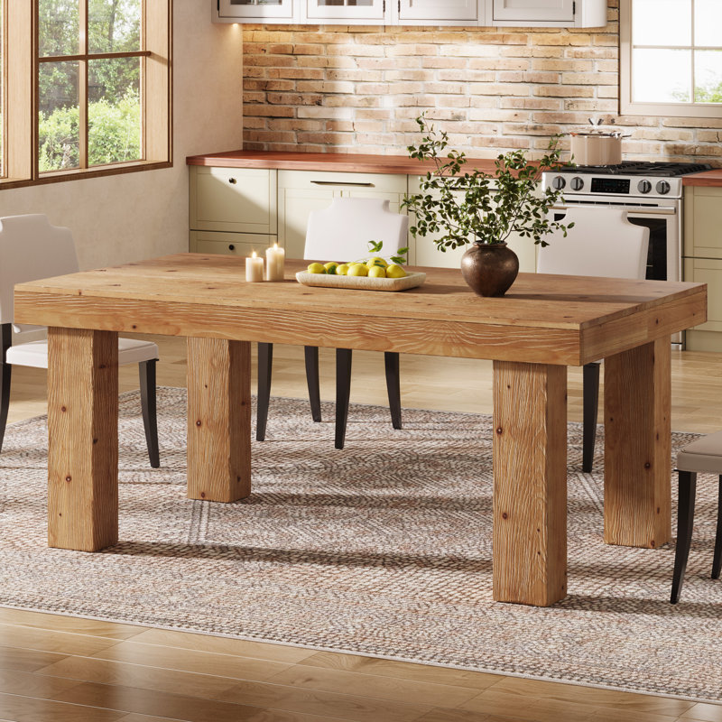 Table de salle à manger en bois massif 63 pouces, Brown