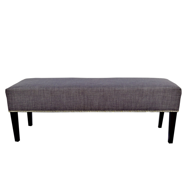 Woodside Polyester Upholstered Bench, Gray / Red Tint