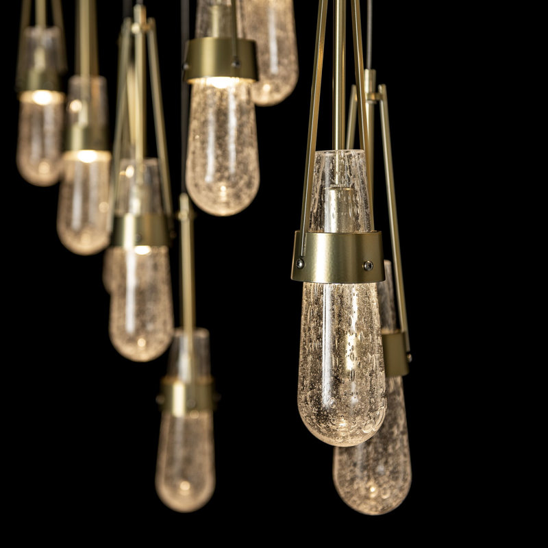 Link 10 - Light Pendant, Long: 19" to 130", Modern Brass, Clear Bubble Glass