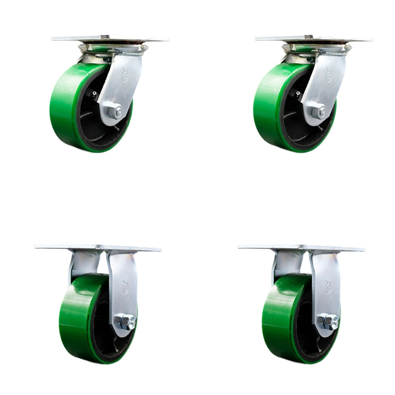 4 Piece Poly on Cast Iron Caster Set