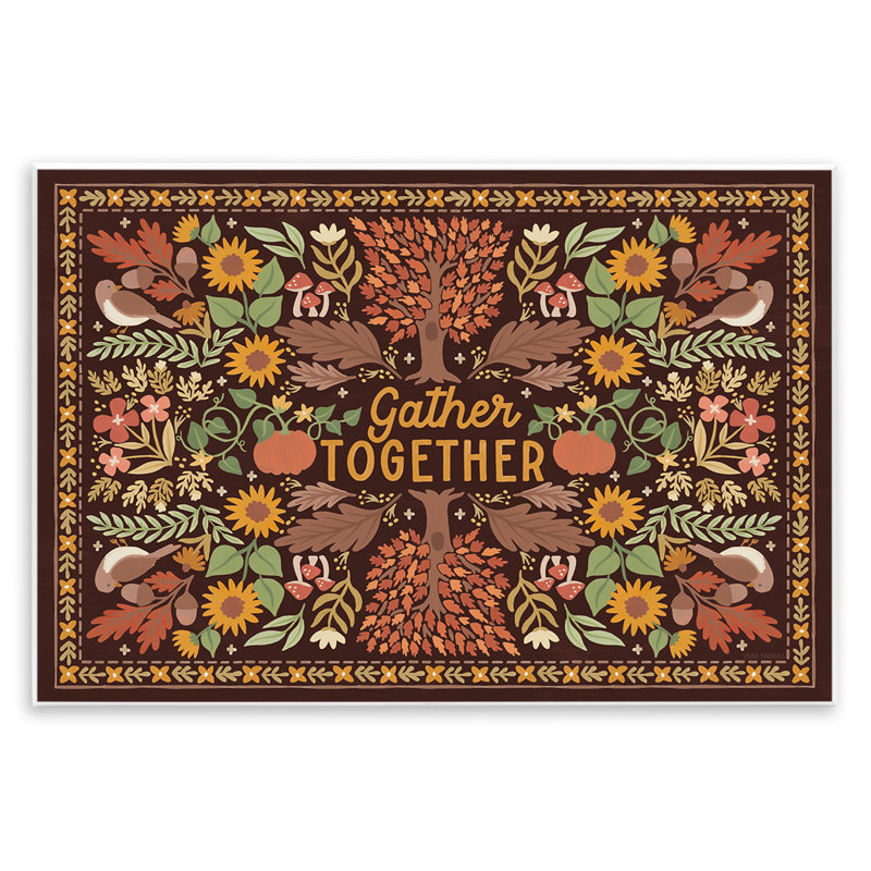 «Gather Together» sur toile brune par Laura Marshall, H 13 po x l 19 po