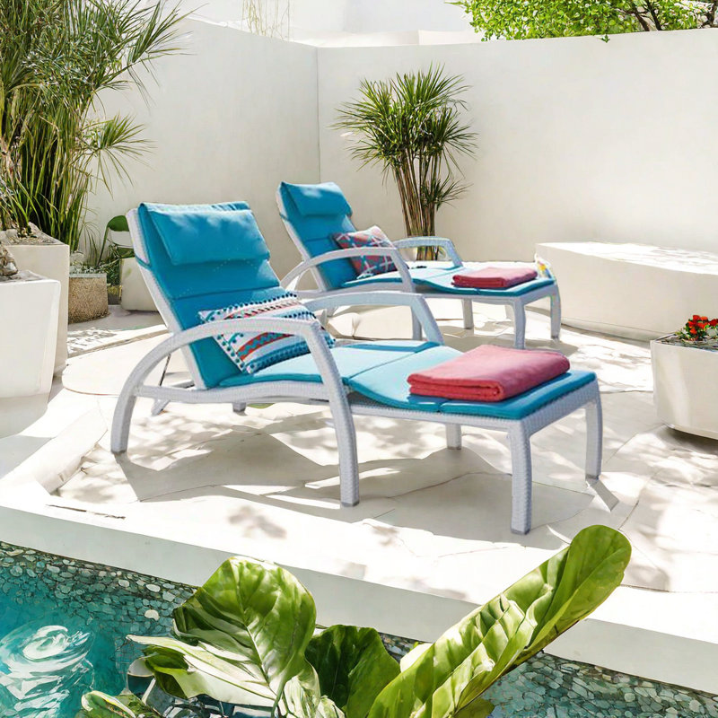 Liefke Outdoor Wicker Chaise Lounge , Cushion Included