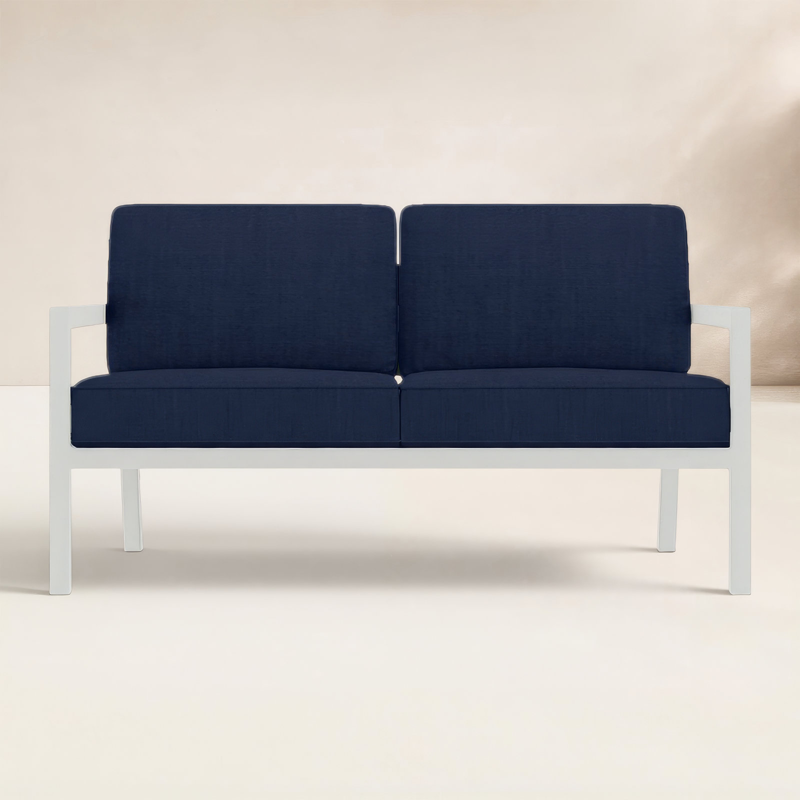 Vivant 56" Sunbrella® Patio Loveseat, Spectrum Indigo Sunbrella®, White