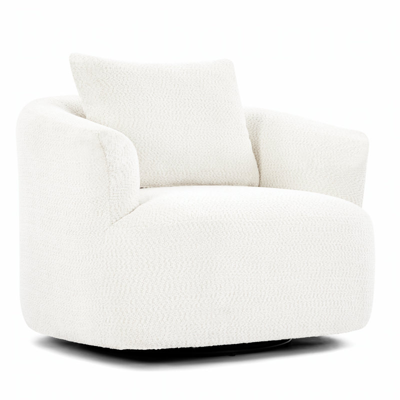 360° Compression Swivel  Accent Chair Sofa, Upholstered Swivel Barrel Sofa Chair With A Throw Pillow For Living Room, Bedroom, Office And Hotel