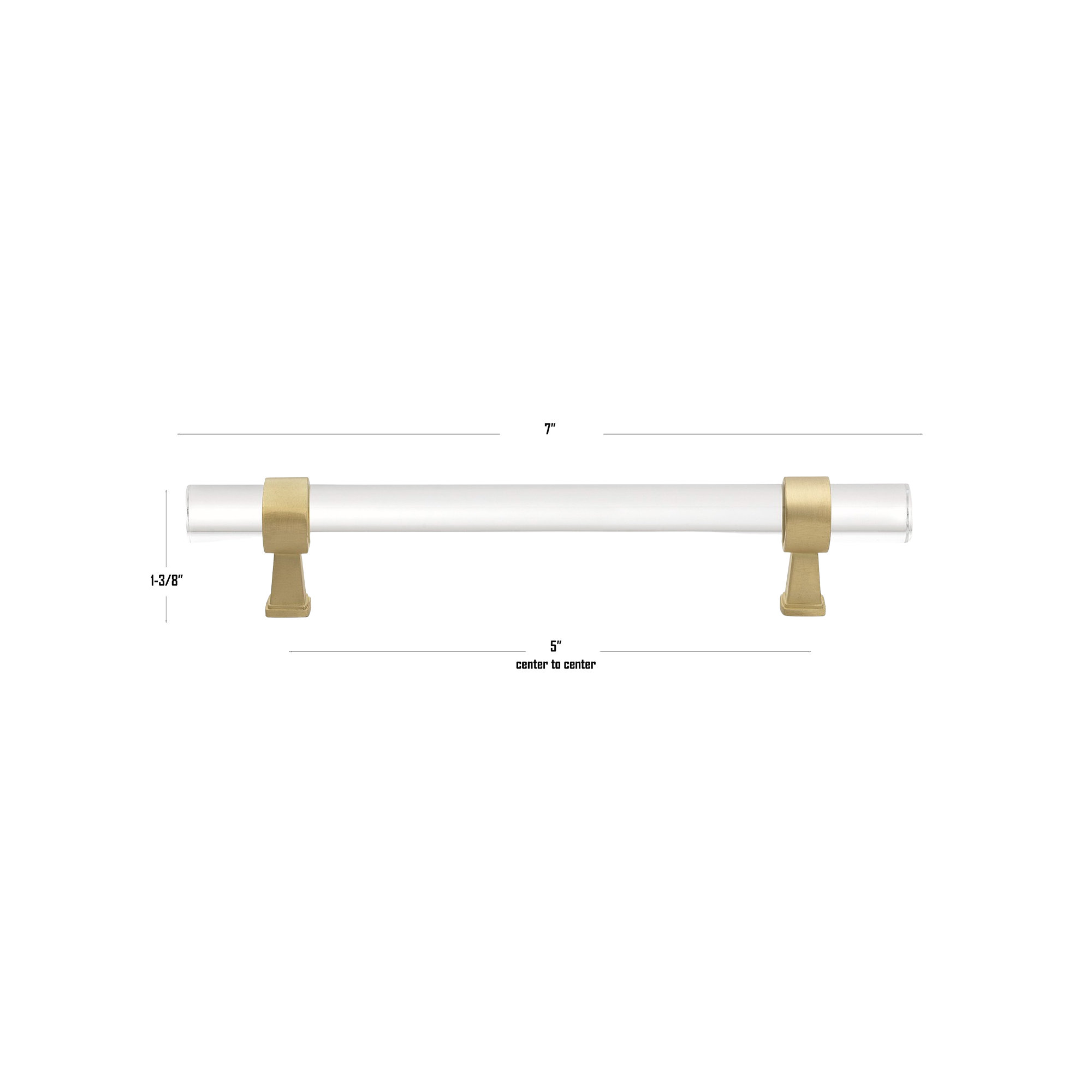 Center to Center Acrylic Bar Pull, Satin Gold, 5.0625"