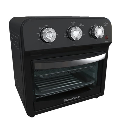Four grille-pain à convection 12,5 pintes, 1500 W, 4 modes de cuisson, multifonction 7-en-1 avec rôtissage, cuisson, gril, gril, rôtie, déshydratation, décongélation, acier inoxydable, noir