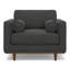Chaise rembourrée en tissu performance Mid-Century avec coussins traversins Morrison-121834034