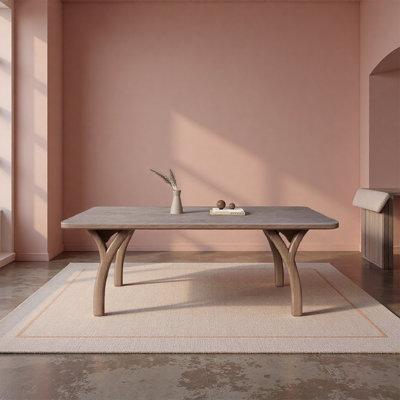 Solid wood dining table, grey tabletop