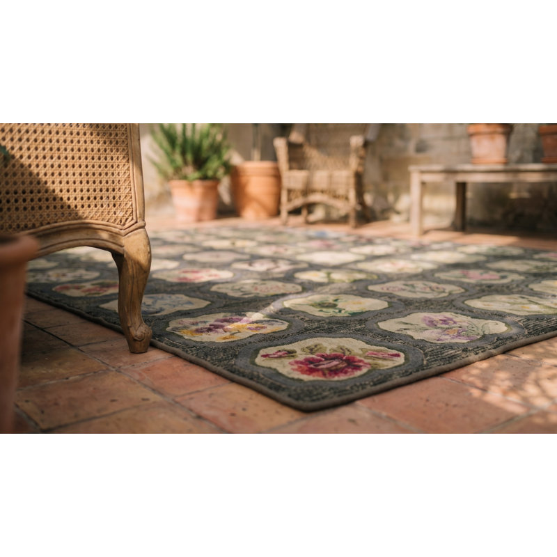 Tapis crocheté antique en laine et coton