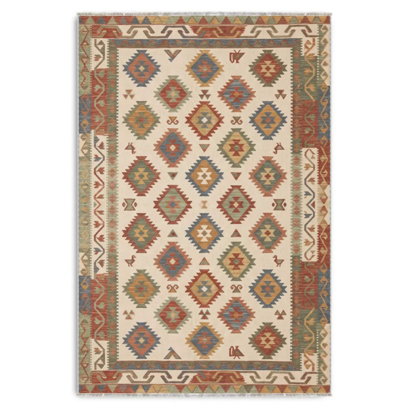 Tapis de couloir coloré en chenille Animolian Kilim, Rectangle 5'3" x 7'7"