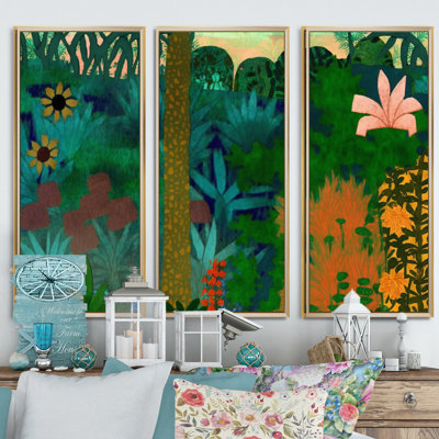 Floraison dans la jungle florissante - Floraison dans la jungle florissante - reproduction d'art sur toile 3 pièces