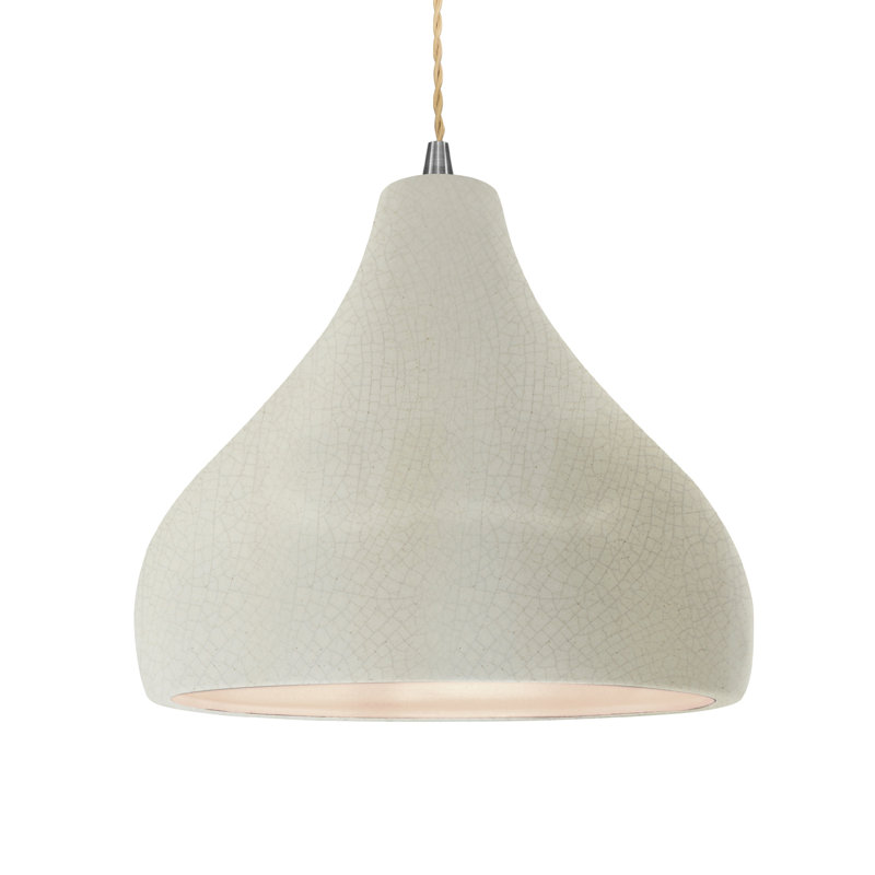 Luminaire suspendu à 1 lumière Meydan, Blanc craquelé, Nickel brossé, H 9,5 po x l 13,5 po x P 13,5 po