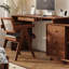 Bureau rectangulaire brun et noir en bois massif avec 3 tiroirs-1319568451