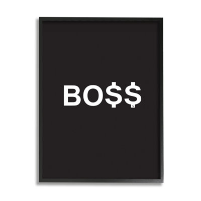 «Boss Text Dollar Signs Minimal Black White» par Martina Pavlova - reproduction d'art textuel