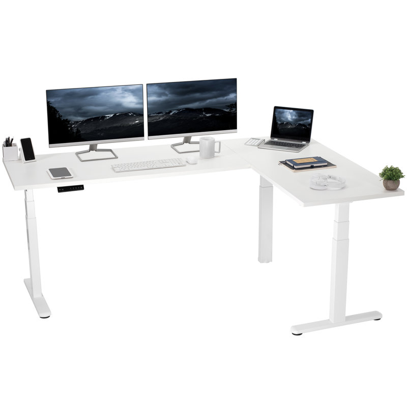 Bureau en coin VIVO Electric 78 po x 55 po, série 3E5SW, Blanc