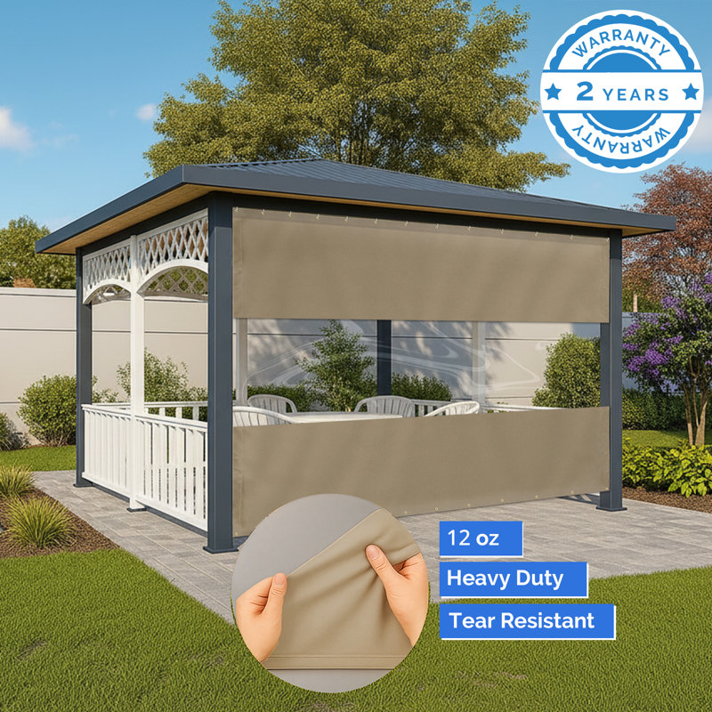 Outdoor Clear Panel Curtain, 12 oz Vinyl Outdoor Curtains for Patio, Weather Resistant Waterproof Tarp with Brass Grommets for Pergola, Porch, Gazebos, Balcony