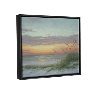 «Coastal Beach Summer Sunset» par Martin Figlinski - peinture à cadre flottant sur toile