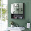 Armoire à pharmacie murale, miroir de salle de bain avec portes doubles et tablettes de rangement, noir