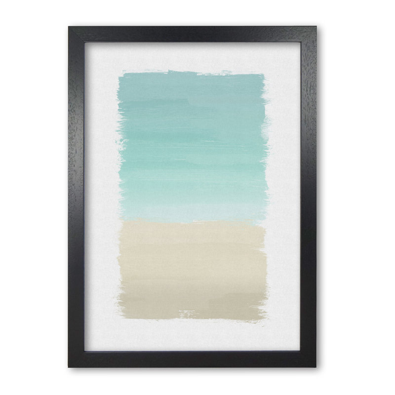 Turquoise Abstract - Print, Black Grain Frame, 85 cm H x 60 cm W x 5 cm D