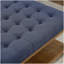 Grande table basse carrée avec repose-pieds en lin capitonné et grand repose-pieds avec tablette en bois massif - bleu marine-443609527