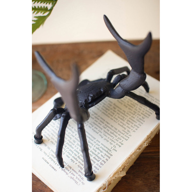  Porte-bouteille en forme de crabe en fonte - L 7 po noir mat