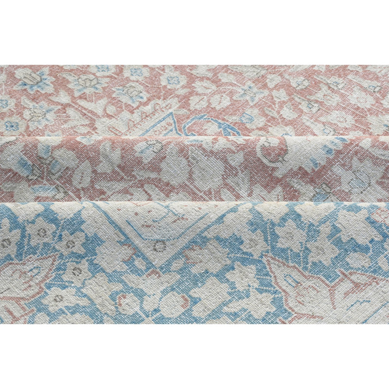 Tapis cuivre et bleu noué à la main de haute qualité