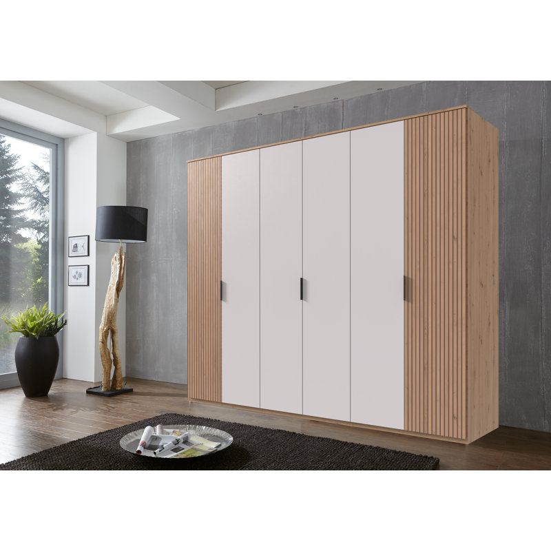 Nakeena 6 Door Manufactured Wood Wardrobe, Wood/Beige