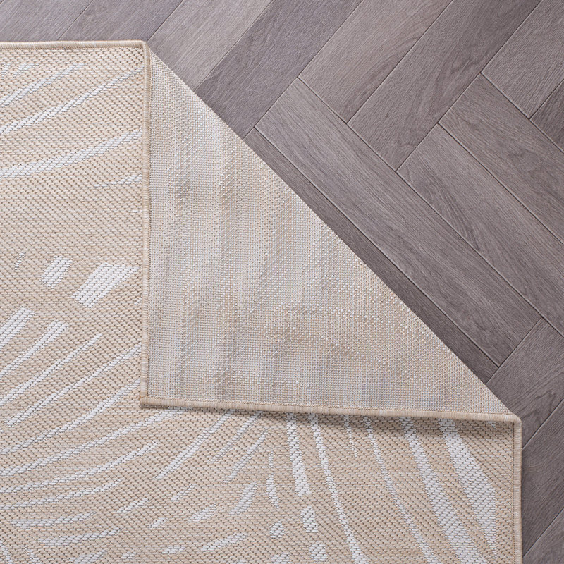 Deonta Floral Beige/Cream Indoor & Outdoor Area Rug, Rectangle 2' x 3'