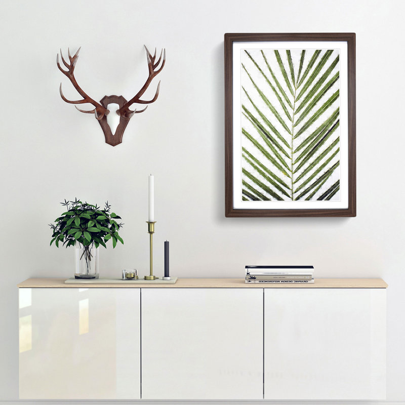 Plat Leaf - Picture Frame Graphic Art Print, 45cm H x 33cm W x 2cm D, Walnut Framed