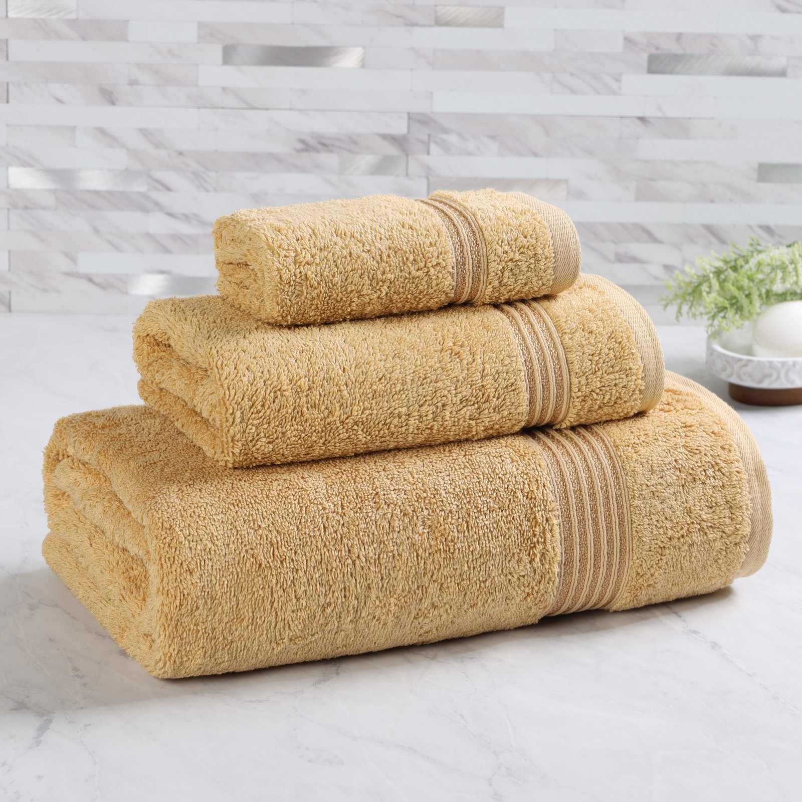 Oleg 3-Piece Egyptian Cotton Towel Set, Gold