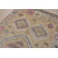 Tapis unique en laine noué à la main beige / rose / bleu de 6 pi 2 po x 10 pi 8 po