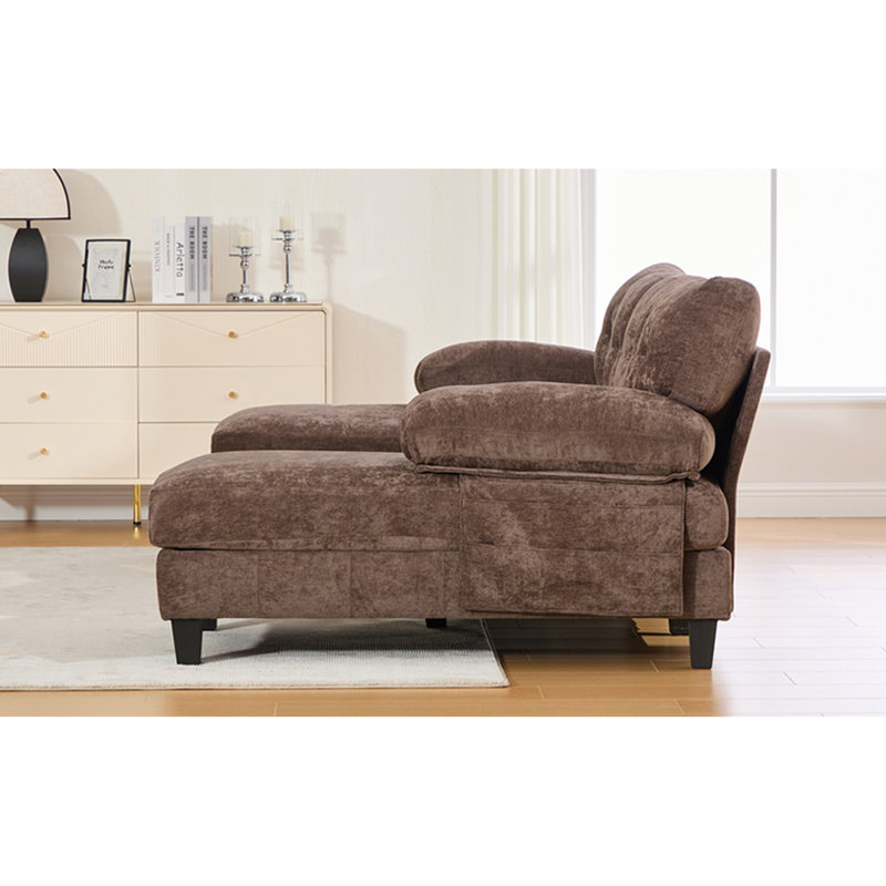 Canapé modulaire en U en chenille de 103,5 po avec deux chaises longues, poches de rangement et coussins d'accoudoirs pour le salon