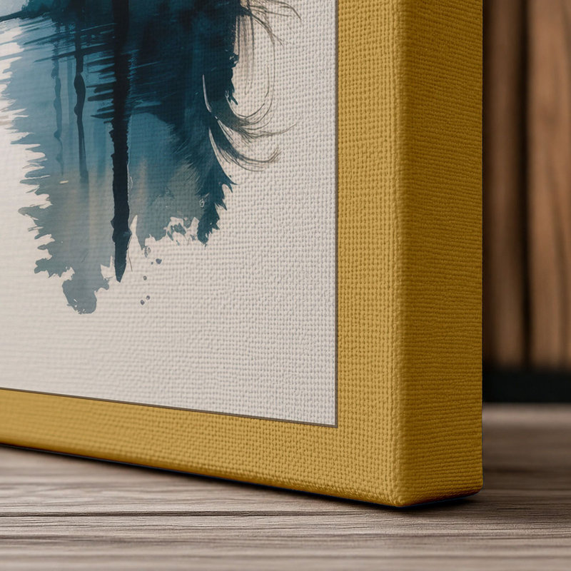 Man Within Landscape Modern 1 Piece Wrapped Canvas Wall Art, 36x24 - 91.4 x 61.0 cm, Ochre Border