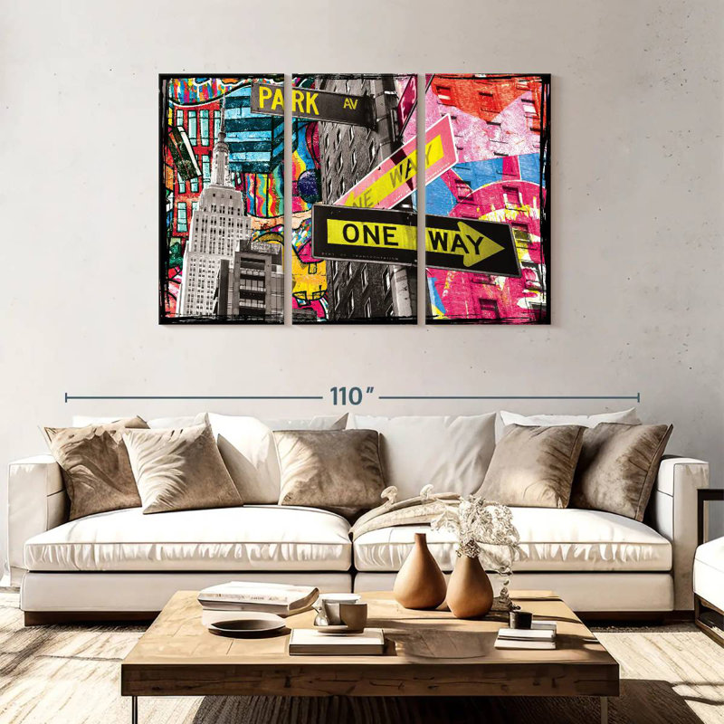Sebbie New York Street Signs Grunge, 48" H x 74" W