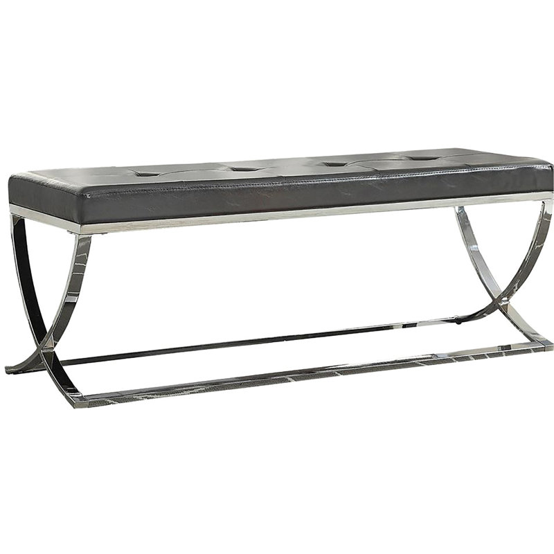 Élégant banc noir avec surface et cadre pour l'intérieur du vestibule