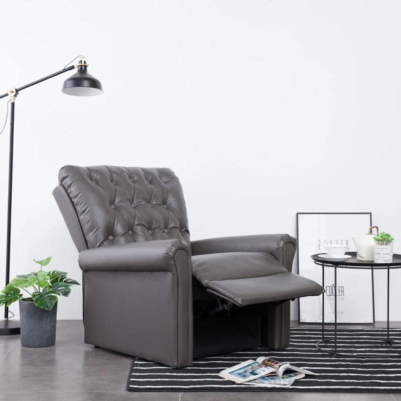 Reclining Chair, Gray Faux Leather