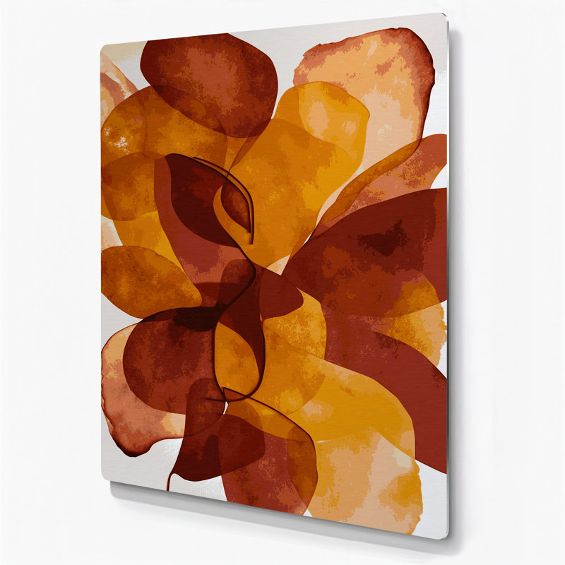 Abstrait aquarelle 51, art mural en métal brun, H 20 po x l 30 po