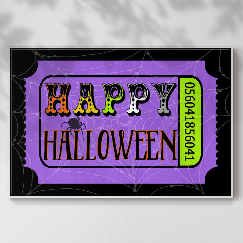 Joyeux Halloween, impression sur toile encadrée, H 17 po x l 25 po x P 2 po, Cadre blanc