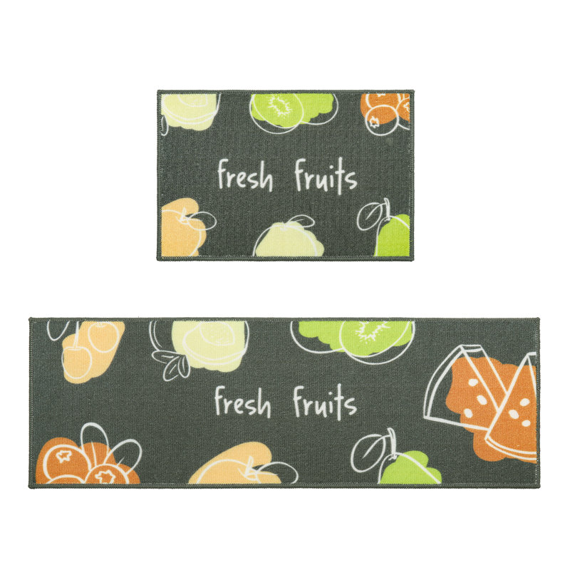 Non-skid Printed Kitchen Mat (set Of 2), Colorful Fruit