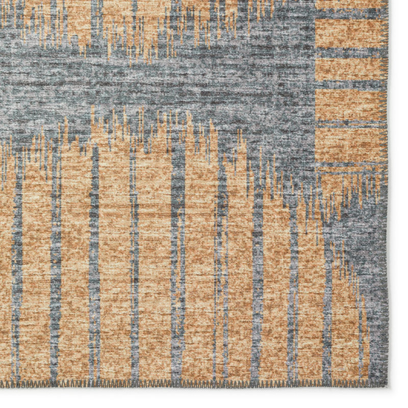 Tapis doré / gris Volkard, Rectangle 1 pi 8 po x 2 pi 6 po