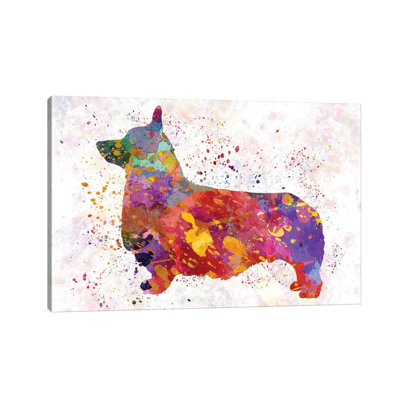 Pembroke Welsh Corgi In Watercolour by Paul Rommer - Wrapped Canvas Painting, 66.04 cm H x 45.72 cm W