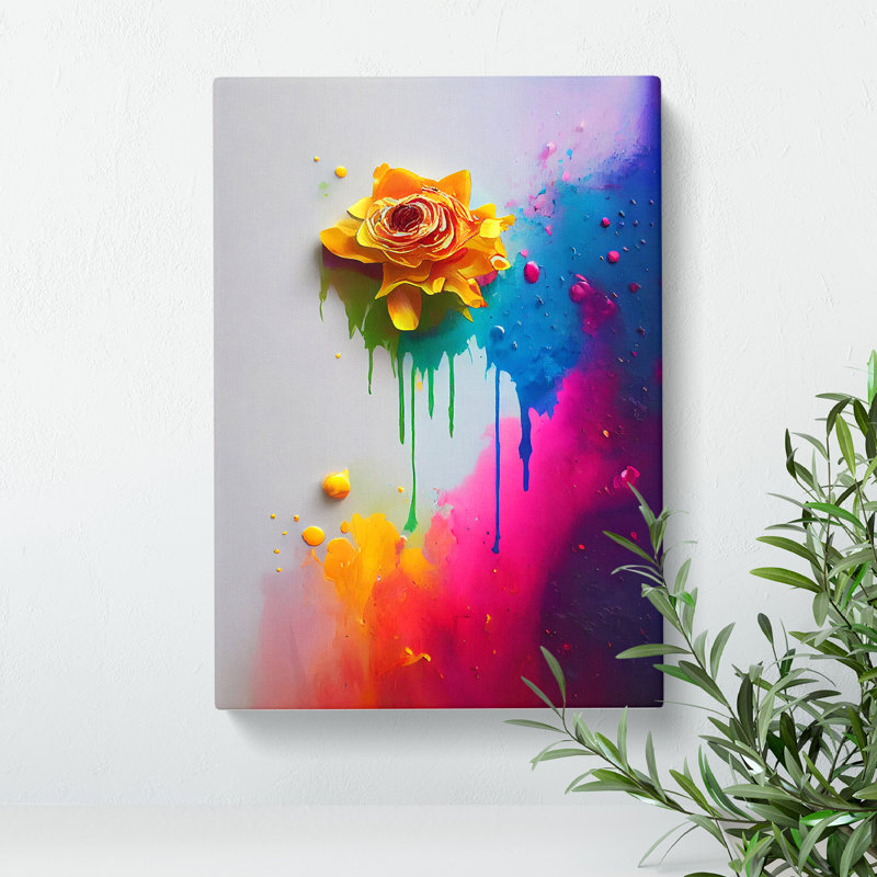 Splattered Flower No.4 Abstract - Wrapped Canvas, 50cm H x 35cm W x 3cm D