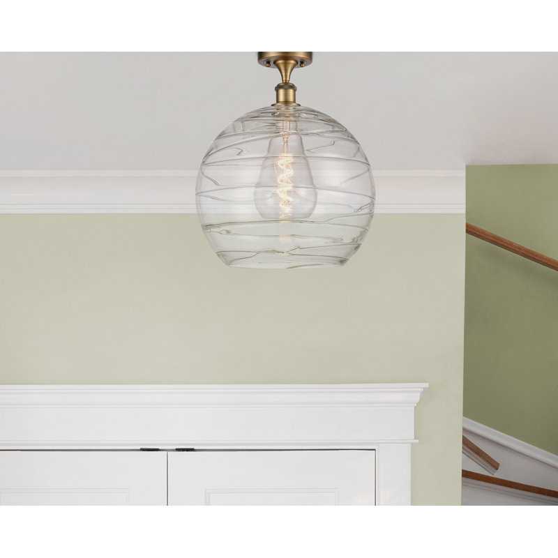Plafonnier semi-encastré 1 lumière 8 po Anie, Ampoule non incluse, Laiton brossé, H 13 po x l 8 po x P 8 po
