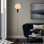 Lampadaire moderne de 160 cm (63 po) avec globe en verre noir et abat-jour en verre dépoli, douille E26, interrupteur au pied, style milieu du siècle, idéal pour le salon, la chambre ou le bureau.