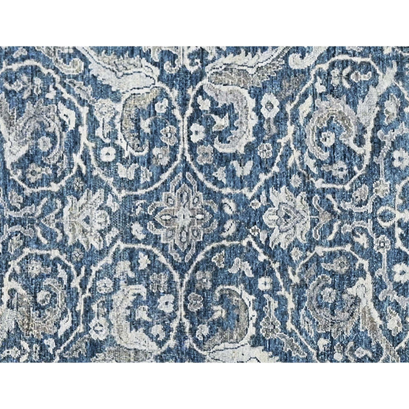 Hand Knotted Wool Area Rug in Blue, Rectangle 8' x 10'